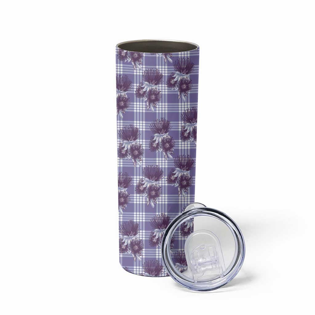 Purple Palaka Hawaii Skinny Tumbler Hawaiian Lehua Blossoms LT05 - Polynesian Pride