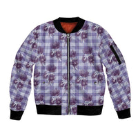 Purple Palaka Hawaii Sleeve Zip Bomber Jacket Hawaiian Lehua Blossoms LT05 Unisex Purple - Polynesian Pride