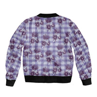 Purple Palaka Hawaii Sleeve Zip Bomber Jacket Hawaiian Lehua Blossoms LT05 - Polynesian Pride