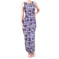 Purple Palaka Hawaii Tank Maxi Dress Hawaiian Lehua Blossoms