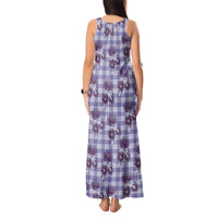 Purple Palaka Hawaii Tank Maxi Dress Hawaiian Lehua Blossoms