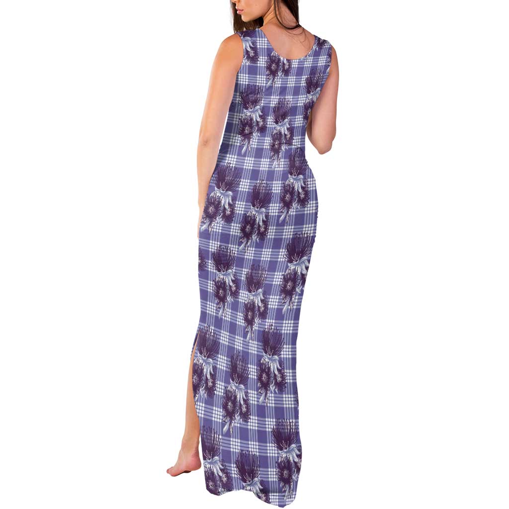 Purple Palaka Hawaii Tank Maxi Dress Hawaiian Lehua Blossoms