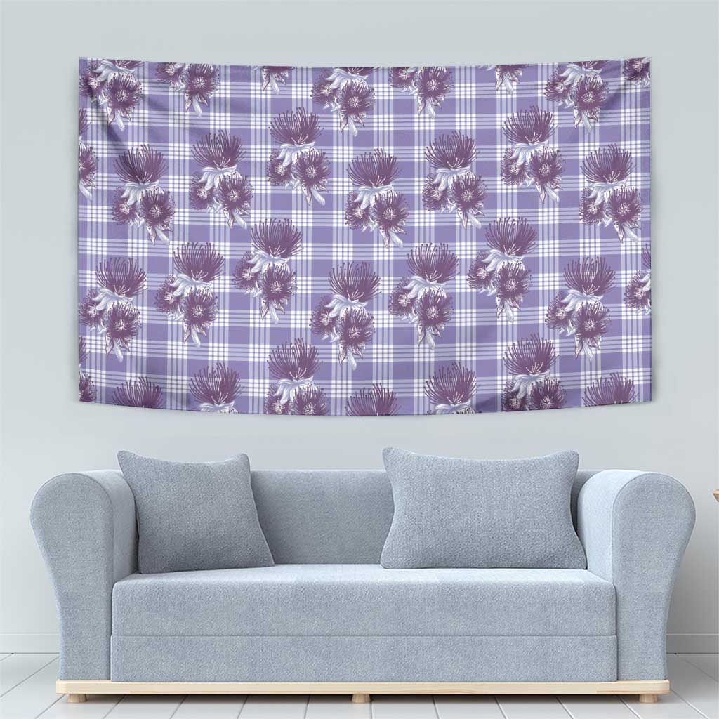 Purple Palaka Hawaii Tapestry Hawaiian Lehua Blossoms