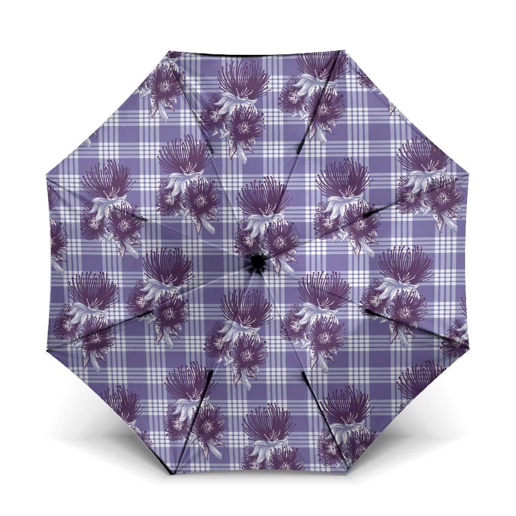 Purple Palaka Hawaii Umbrella Hawaiian Lehua Blossoms LT05 One Size Folded 11.42 inch Opened Diameter 37.4 inch Purple - Polynesian Pride