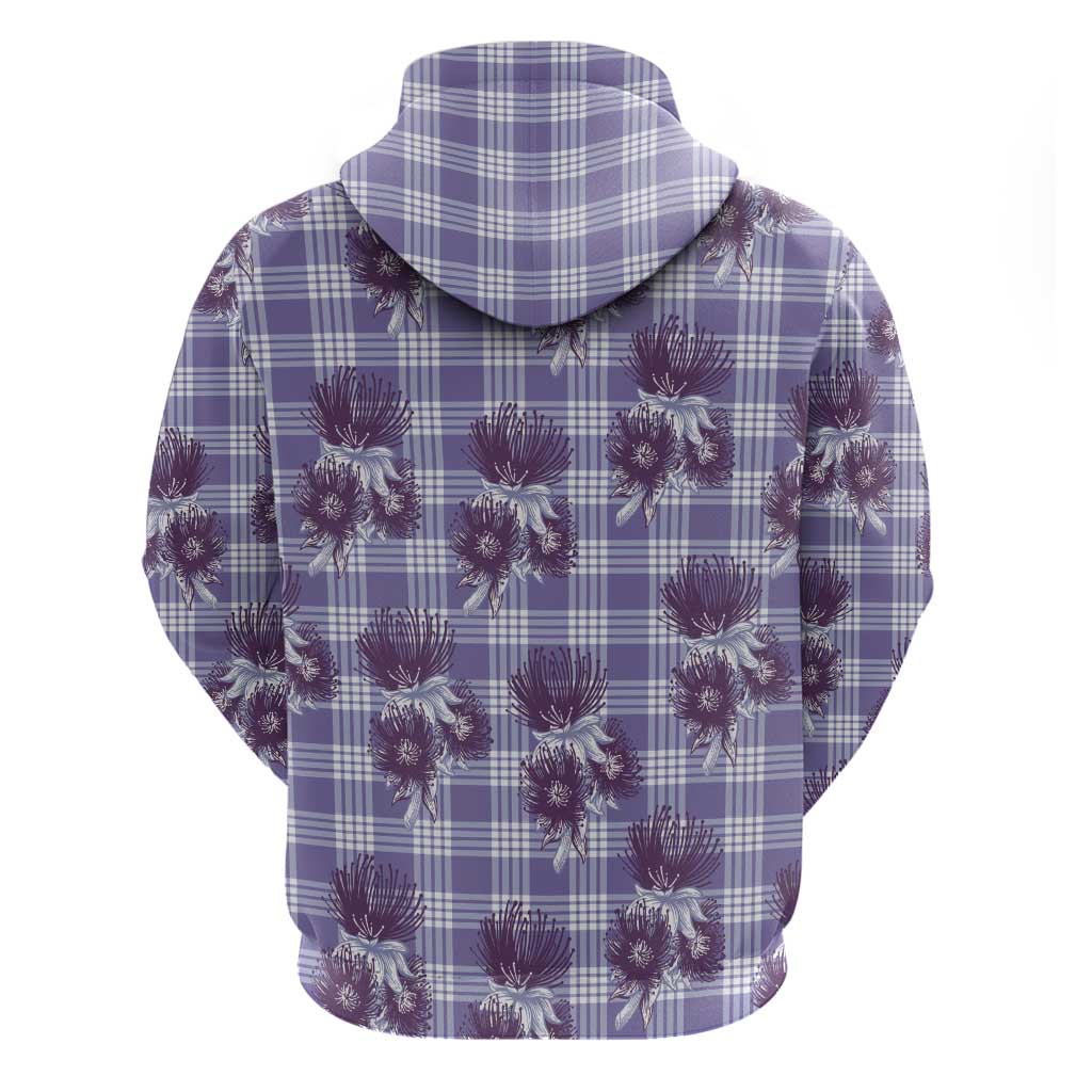Purple Palaka Hawaii Zip Hoodie Hawaiian Lehua Blossoms