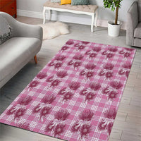 Pink Palaka Hawaii Area Rug Hawaiian Lehua Blossoms
