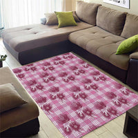 Pink Palaka Hawaii Area Rug Hawaiian Lehua Blossoms
