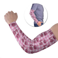 Pink Palaka Hawaii Arm Sleeves Hawaiian Lehua Blossoms