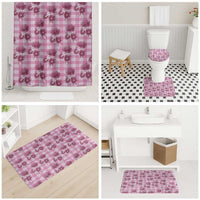 Pink Palaka Hawaii Bathroom Set Hawaiian Lehua Blossoms