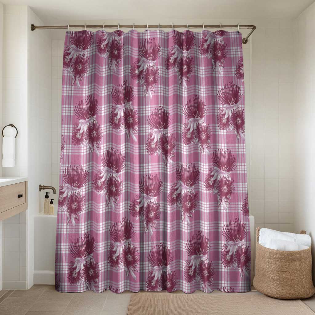Pink Palaka Hawaii Bathroom Set Hawaiian Lehua Blossoms