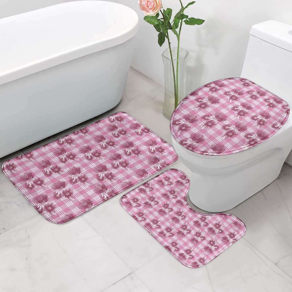 Pink Palaka Hawaii Bathroom Set Hawaiian Lehua Blossoms