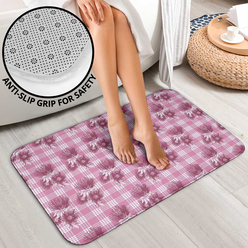 Pink Palaka Hawaii Bathroom Set Hawaiian Lehua Blossoms