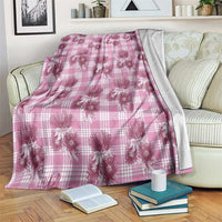 Pink Palaka Hawaii Blanket Hawaiian Lehua Blossoms