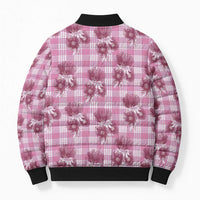 Pink Palaka Hawaii Bomber Puffer Jacket Hawaiian Lehua Blossoms