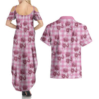 Pink Palaka Hawaii Couples Matching Summer Maxi Dress and Hawaiian Shirt Hawaiian Lehua Blossoms LT05 - Polynesian Pride