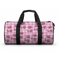Pink Palaka Hawaii Duffle Bag Hawaiian Lehua Blossoms