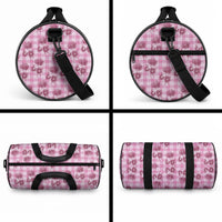 Pink Palaka Hawaii Duffle Bag Hawaiian Lehua Blossoms