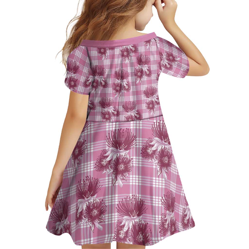 Pink Palaka Hawaii Family Matching Long Sleeve Bodycon Dress and Hawaiian Shirt Hawaiian Lehua Blossoms LT05 - Polynesian Pride