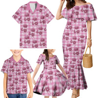 Pink Palaka Hawaii Family Matching Mermaid Dress and Hawaiian Shirt Hawaiian Lehua Blossoms LT05 - Polynesian Pride