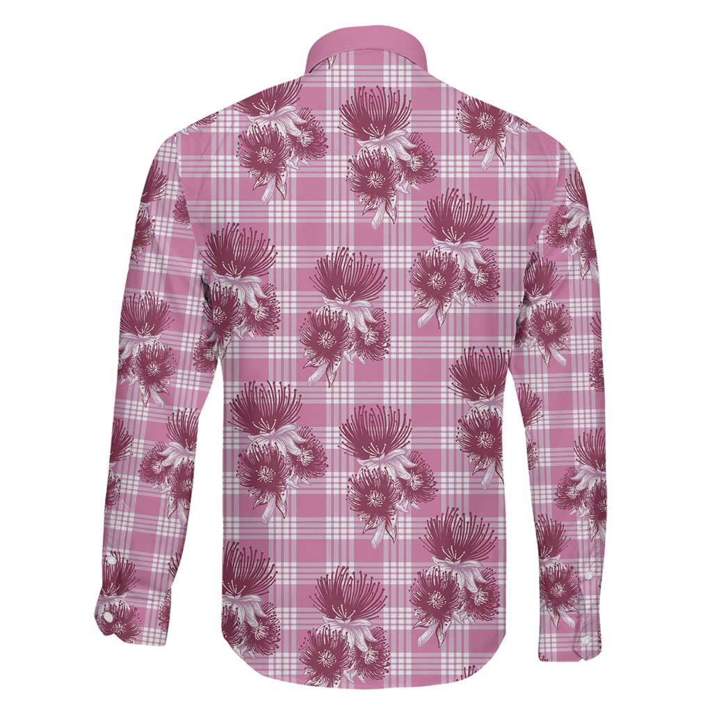 Pink Palaka Hawaii Family Matching Off Shoulder Maxi Dress and Hawaiian Shirt Hawaiian Lehua Blossoms LT05 - Polynesian Pride