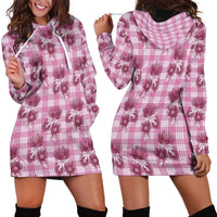 Pink Palaka Hawaii Hoodie Dress Hawaiian Lehua Blossoms LT05 - Polynesian Pride