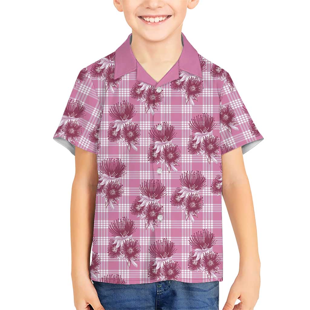 Pink Palaka Hawaii Kid Hawaiian Shirt Hawaiian Lehua Blossoms