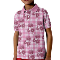 Pink Palaka Hawaii Kid Polo Shirt Hawaiian Lehua Blossoms LT05 Kid Pink - Polynesian Pride