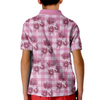 Pink Palaka Hawaii Kid Polo Shirt Hawaiian Lehua Blossoms LT05 - Polynesian Pride