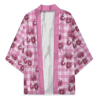 Pink Palaka Hawaii Kimono Hawaiian Lehua Blossoms