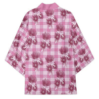 Pink Palaka Hawaii Kimono Hawaiian Lehua Blossoms