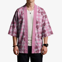 Pink Palaka Hawaii Kimono Hawaiian Lehua Blossoms