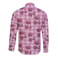 Pink Palaka Hawaii Long Sleeve Button Shirt Hawaiian Lehua Blossoms LT05 - Polynesian Pride