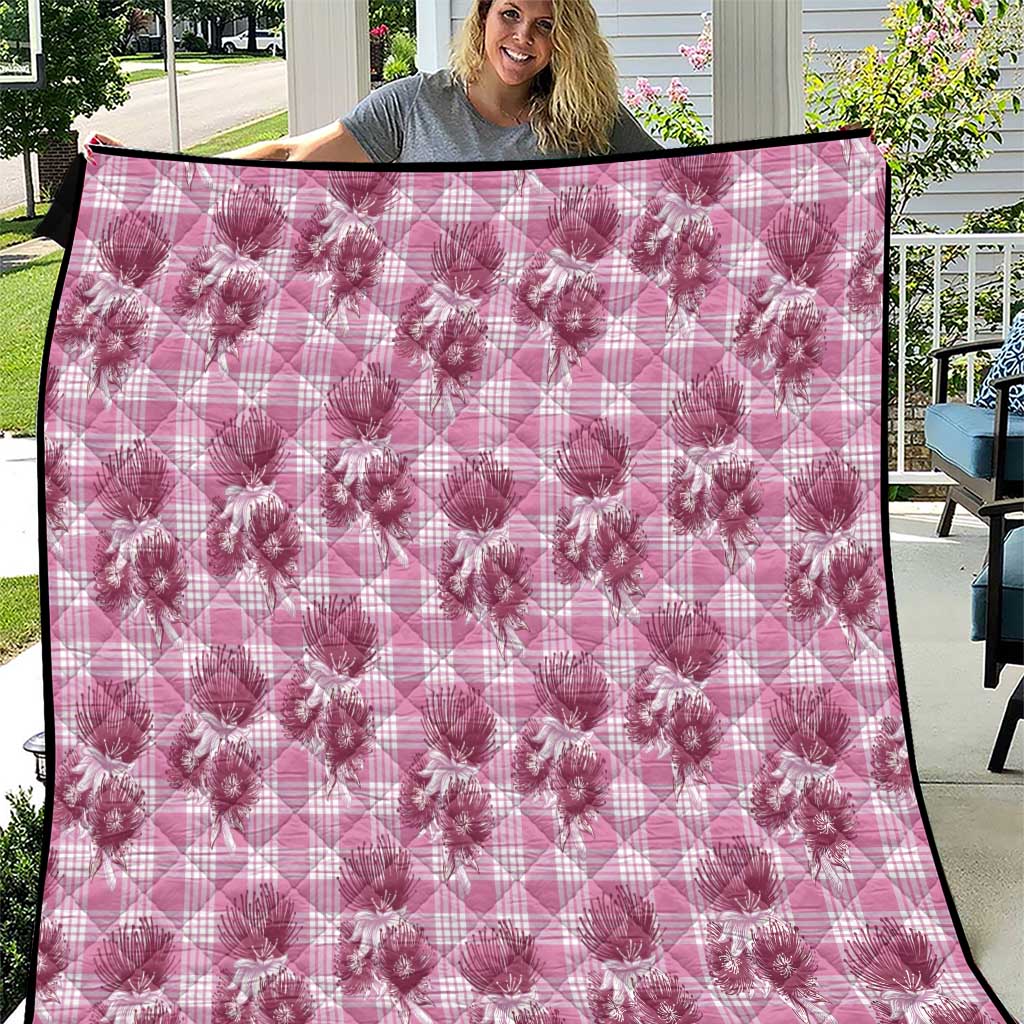 Pink Palaka Hawaii Quilt Hawaiian Lehua Blossoms LT05 Pink - Polynesian Pride
