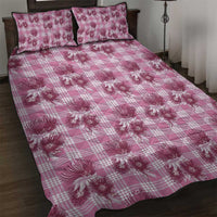 Pink Palaka Hawaii Quilt Bed Set Hawaiian Lehua Blossoms LT05 Pink - Polynesian Pride