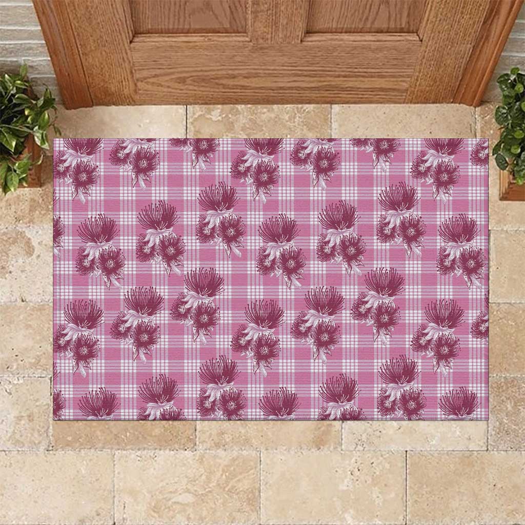 Pink Palaka Hawaii Rubber Doormat Hawaiian Lehua Blossoms LT05 Pink - Polynesian Pride