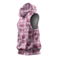 Pink Palaka Hawaii Sleeveless Hoodie Hawaiian Lehua Blossoms