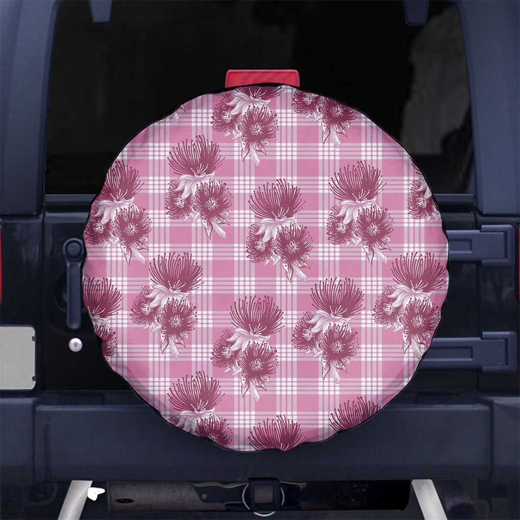 Pink Palaka Hawaii Spare Tire Cover Hawaiian Lehua Blossoms