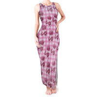 Pink Palaka Hawaii Tank Maxi Dress Hawaiian Lehua Blossoms
