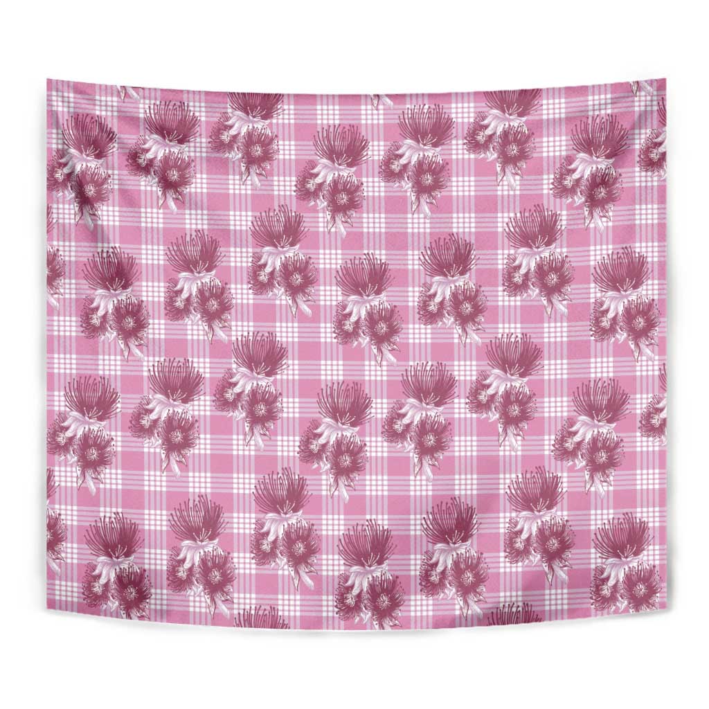 Pink Palaka Hawaii Tapestry Hawaiian Lehua Blossoms