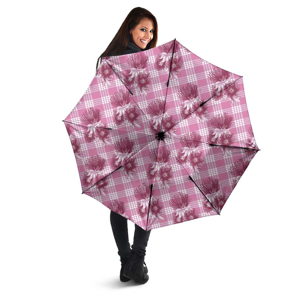 Pink Palaka Hawaii Umbrella Hawaiian Lehua Blossoms
