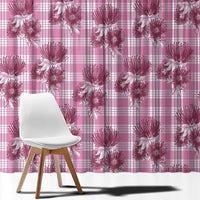 Pink Palaka Hawaii Window Curtain Hawaiian Lehua Blossoms