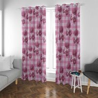 Pink Palaka Hawaii Window Curtain Hawaiian Lehua Blossoms