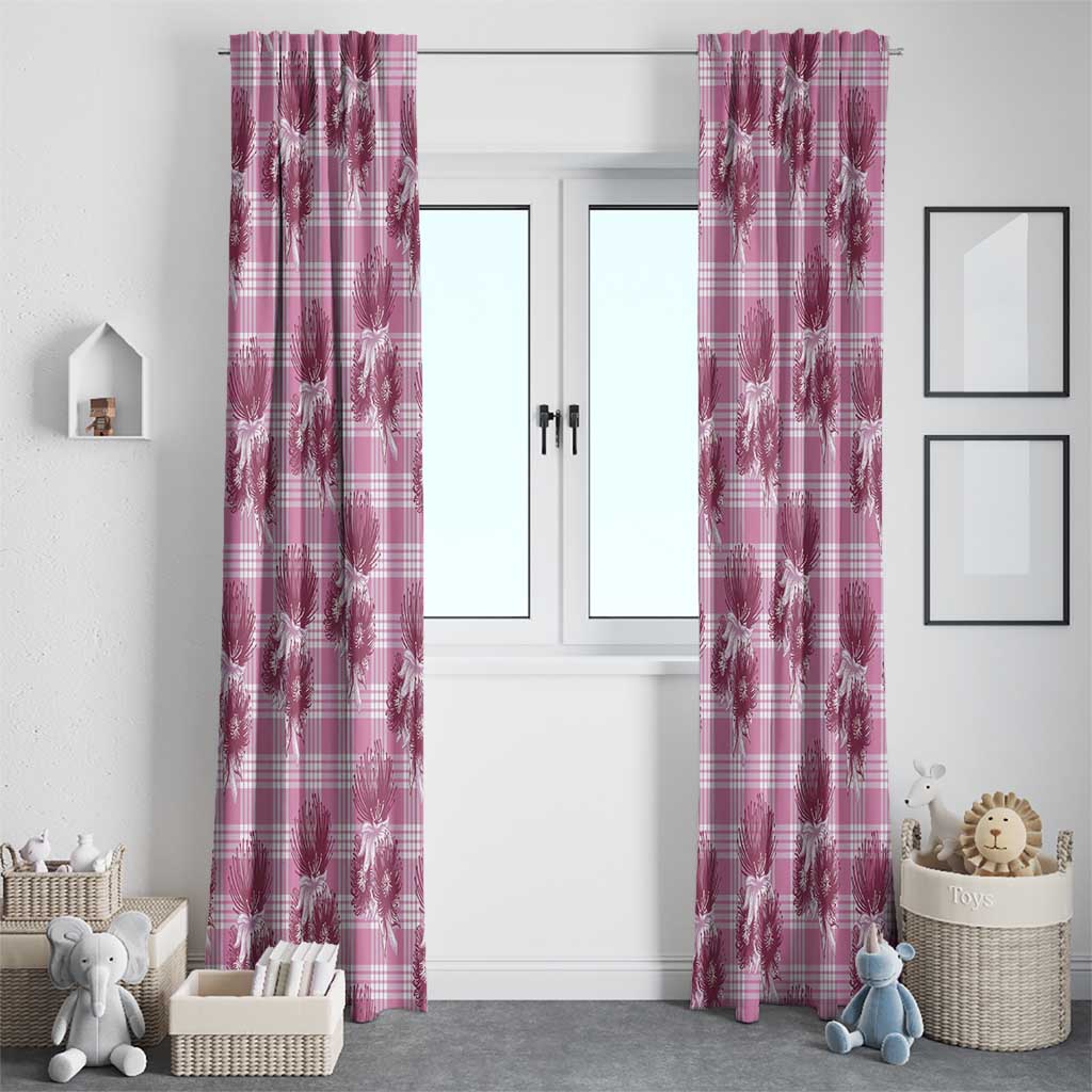 Pink Palaka Hawaii Window Curtain Hawaiian Lehua Blossoms