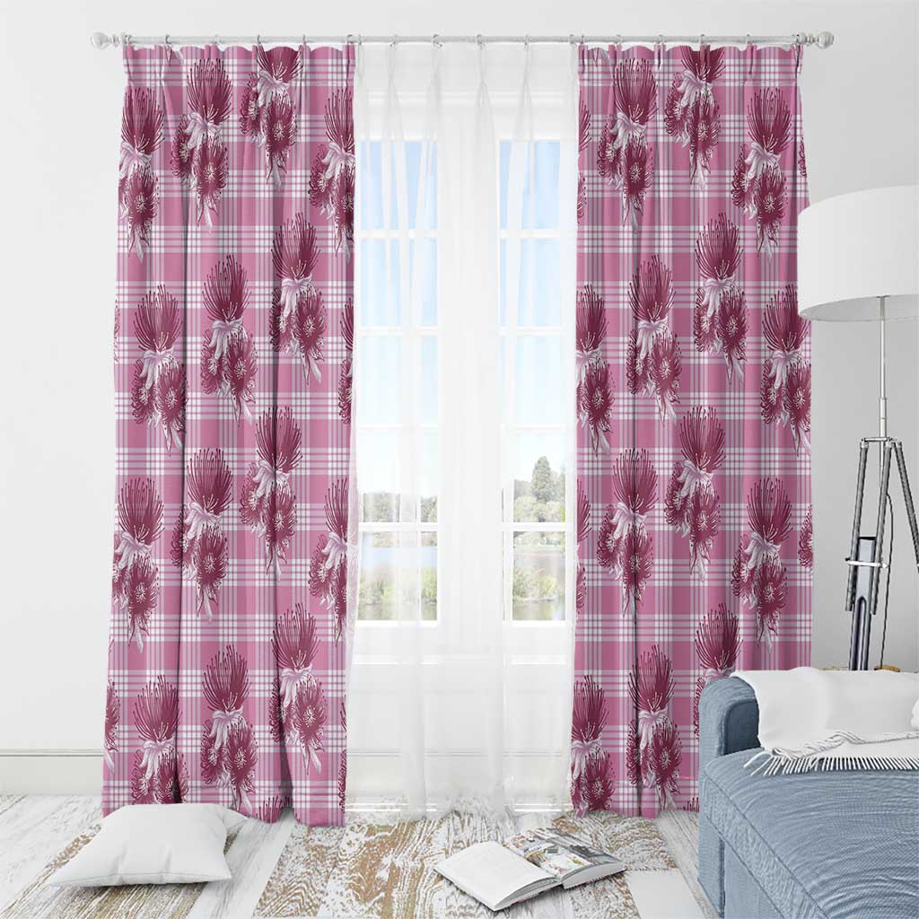 Pink Palaka Hawaii Window Curtain Hawaiian Lehua Blossoms