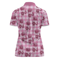 Pink Palaka Hawaii Women Polo Shirt Hawaiian Lehua Blossoms LT05 - Polynesian Pride