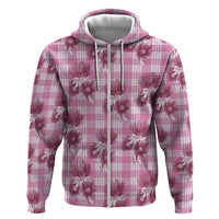 Pink Palaka Hawaii Zip Hoodie Hawaiian Lehua Blossoms LT05 Zip Hoodie Pink - Polynesian Pride