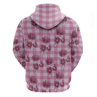Pink Palaka Hawaii Zip Hoodie Hawaiian Lehua Blossoms LT05 - Polynesian Pride
