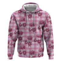 Pink Palaka Hawaii Zip Hoodie Hawaiian Lehua Blossoms LT05 Pullover Hoodie Pink - Polynesian Pride