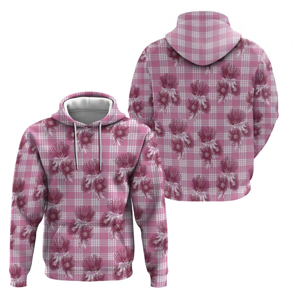 Pink Palaka Hawaii Zip Hoodie Hawaiian Lehua Blossoms LT05 - Polynesian Pride