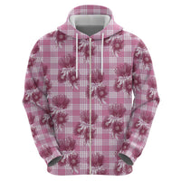 Pink Palaka Hawaii Zip Hoodie Hawaiian Lehua Blossoms LT05 - Polynesian Pride
